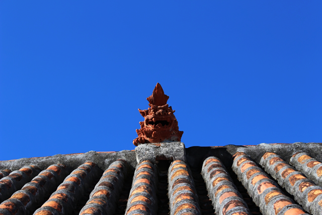 沖縄の瓦屋根とシーサー